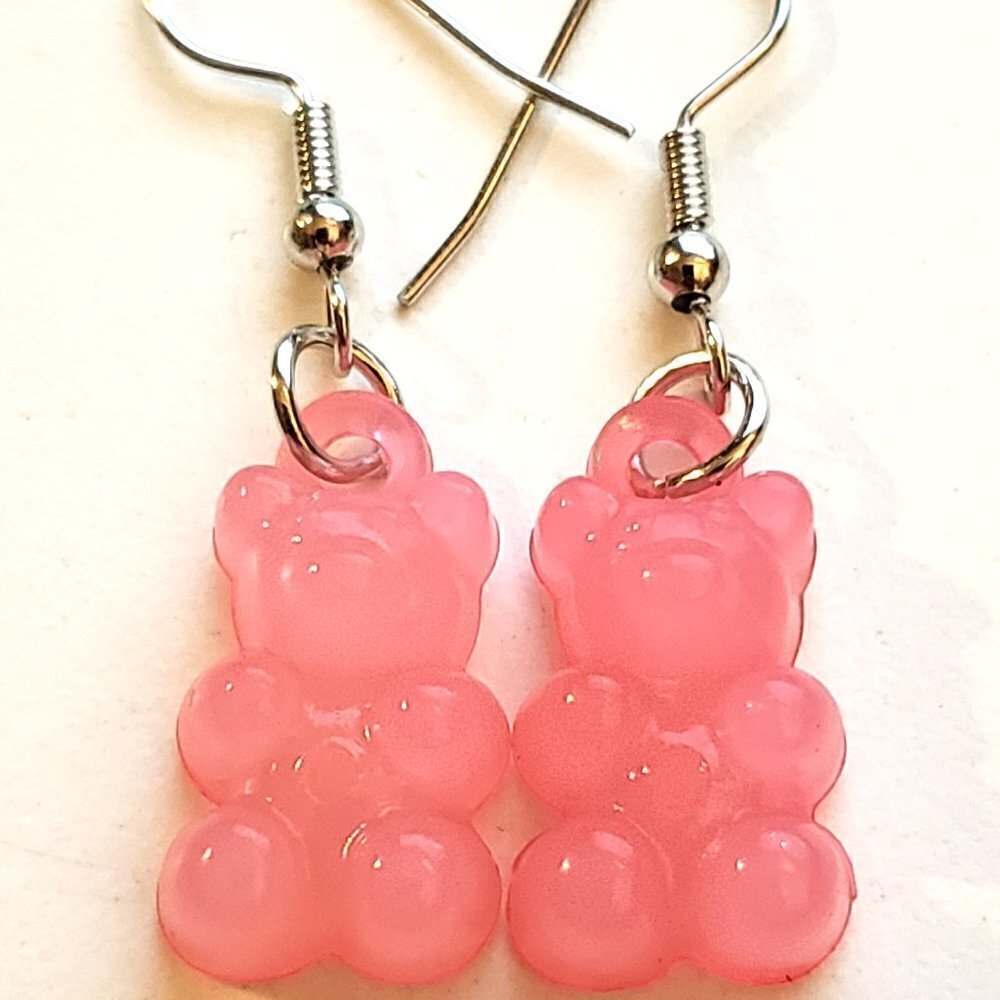 Pink Pastel Gummy Bear Earrings